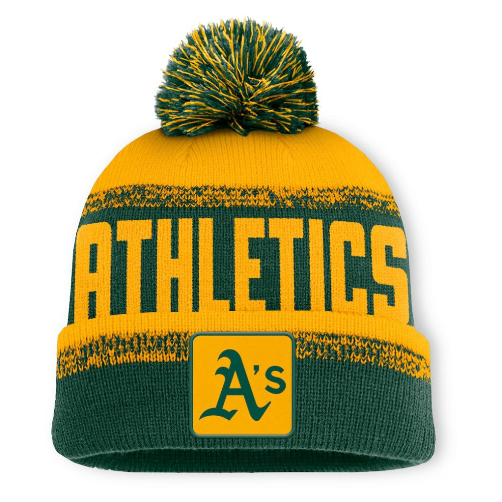 Athletics No-Doubter Cuffed Knit Hat with Pom - Green/Gold