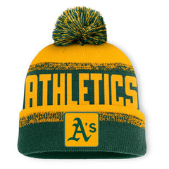 Athletics No-Doubter Cuffed Knit Hat with Pom - Green/Gold