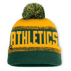 Athletics No-Doubter Cuffed Knit Hat with Pom - Green/Gold