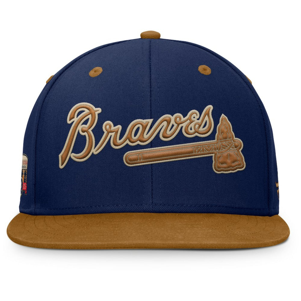 Atlanta Braves Splinter Fitted Hat - Navy/Tan