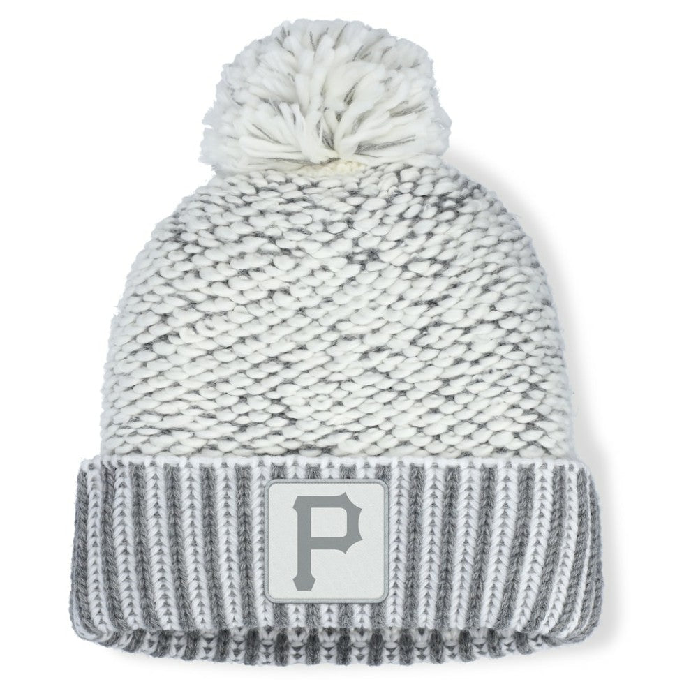 Pittsburgh Pirates Women's Hangtime Cuffed Knit with Pom - Heather Gray