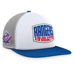 Texas Rangers Cranked Foam Front Patch Trucker Adjustable Hat - Gray/White