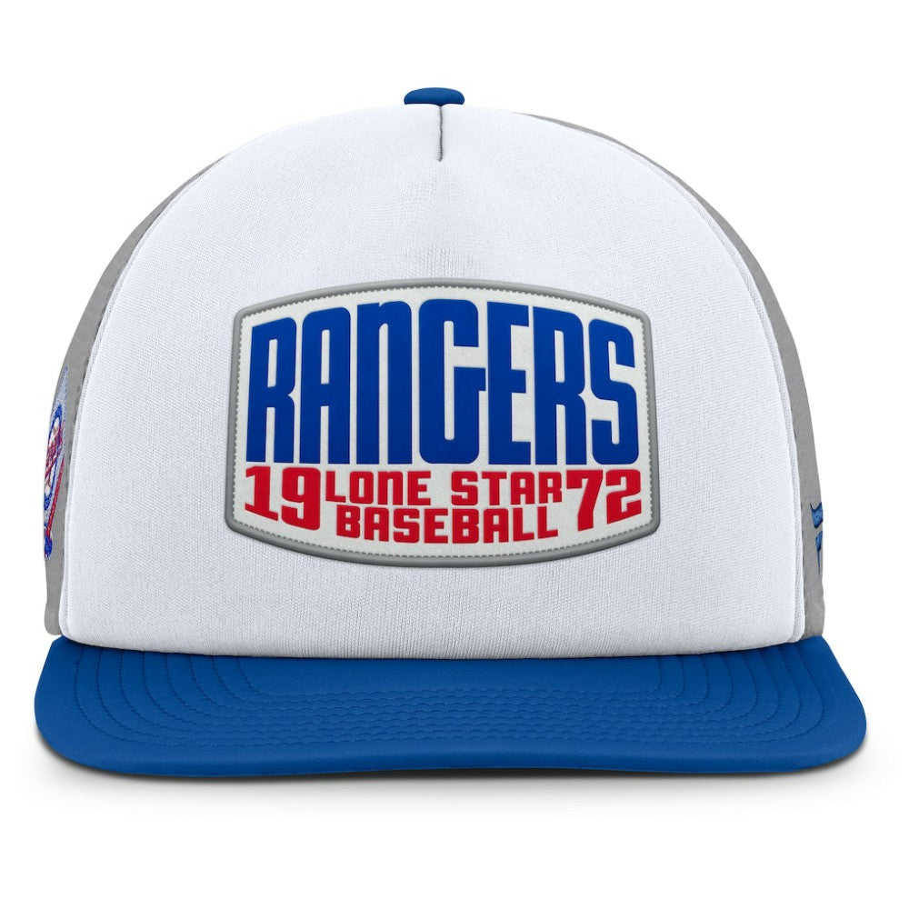 Texas Rangers Cranked Foam Front Patch Trucker Adjustable Hat - Gray/White