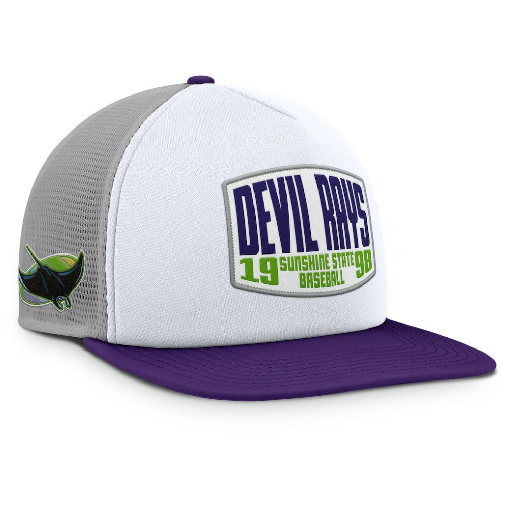 Tampa Bay Rays Cranked Foam Front Patch Trucker Adjustable Hat - Gray/White
