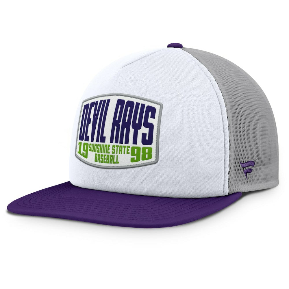 Tampa Bay Rays Cranked Foam Front Patch Trucker Adjustable Hat - Gray/White