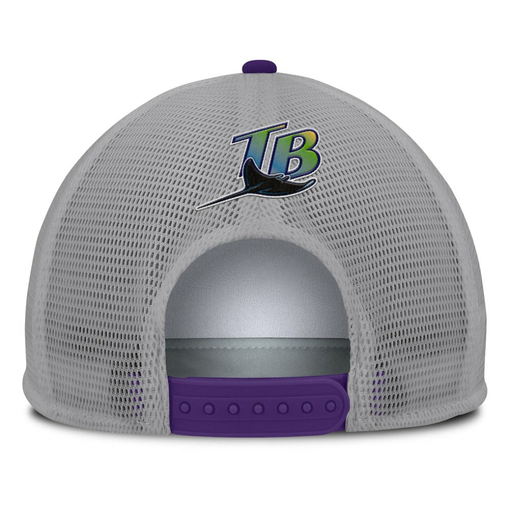 Tampa Bay Rays Cranked Foam Front Patch Trucker Adjustable Hat - Gray/White