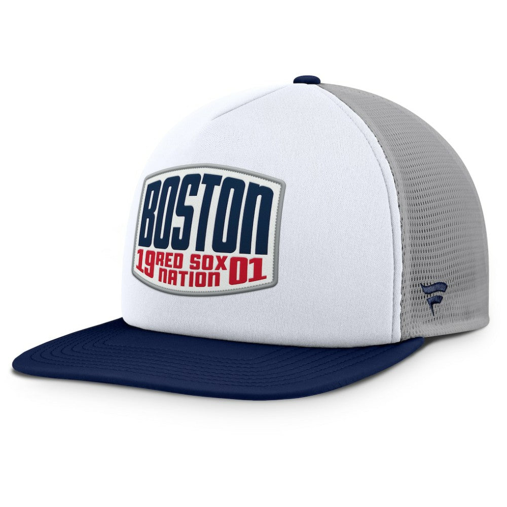 Boston Red Sox Cranked Foam Front Patch Trucker Adjustable Hat - Gray/White