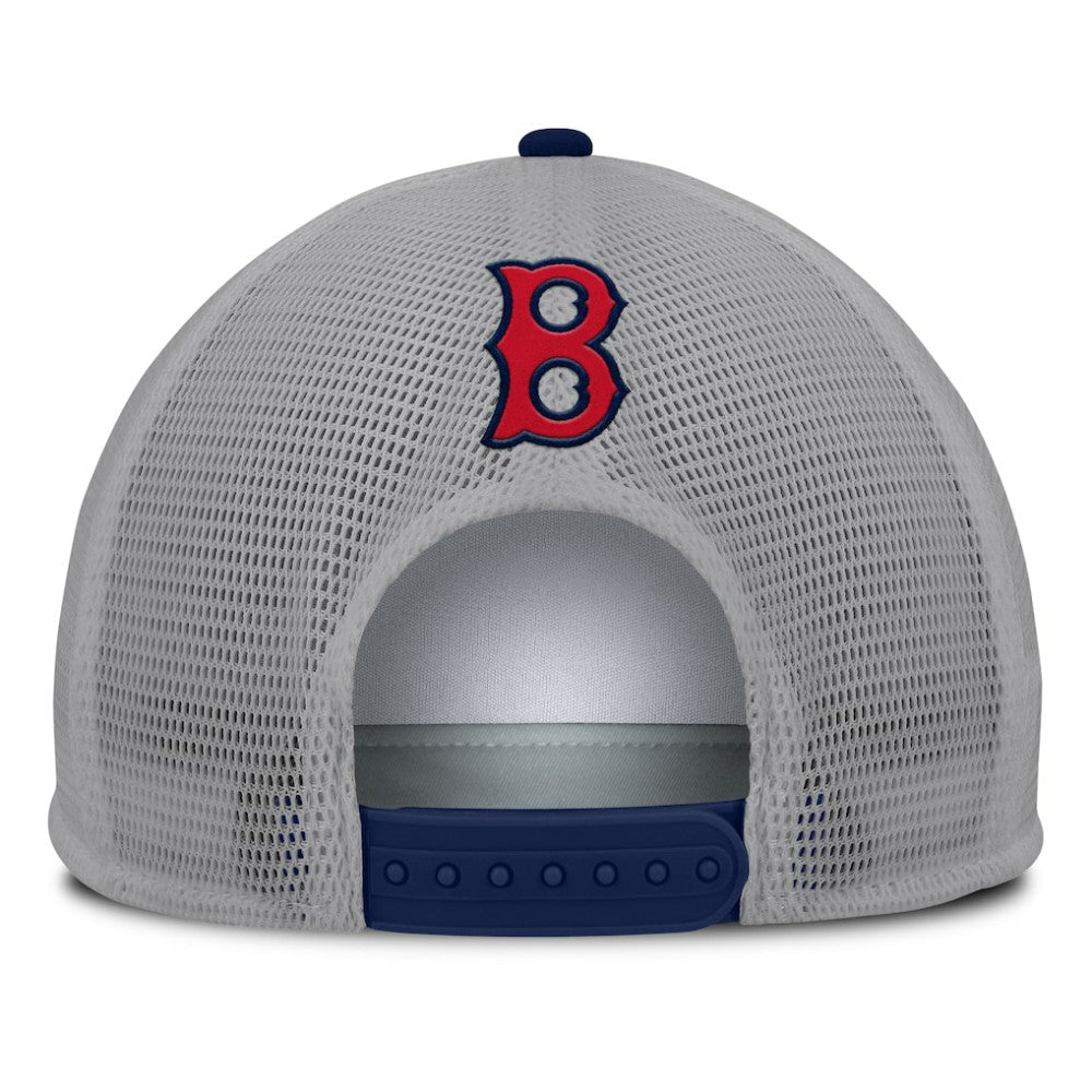 Boston Red Sox Cranked Foam Front Patch Trucker Adjustable Hat - Gray/White
