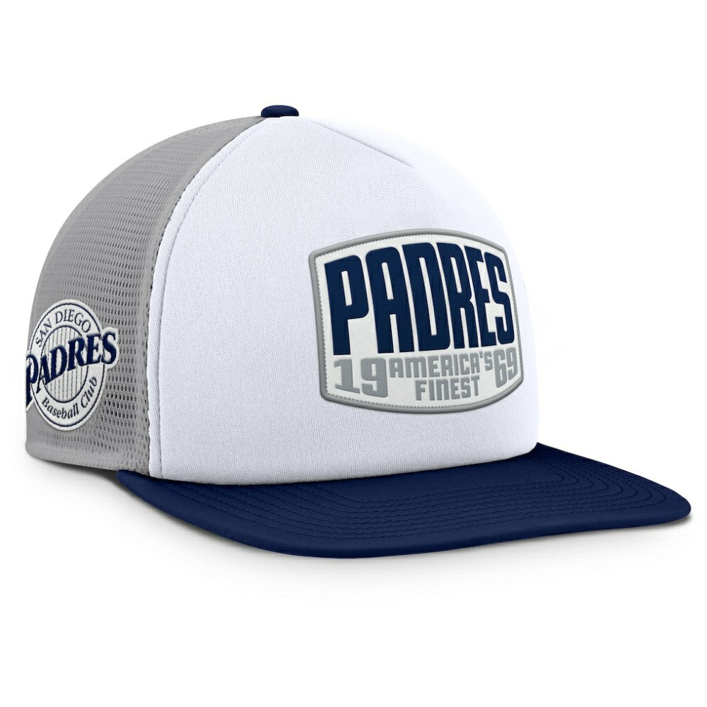 San Diego Padres Cranked Foam Front Patch Trucker Adjustable Hat - Gray/White