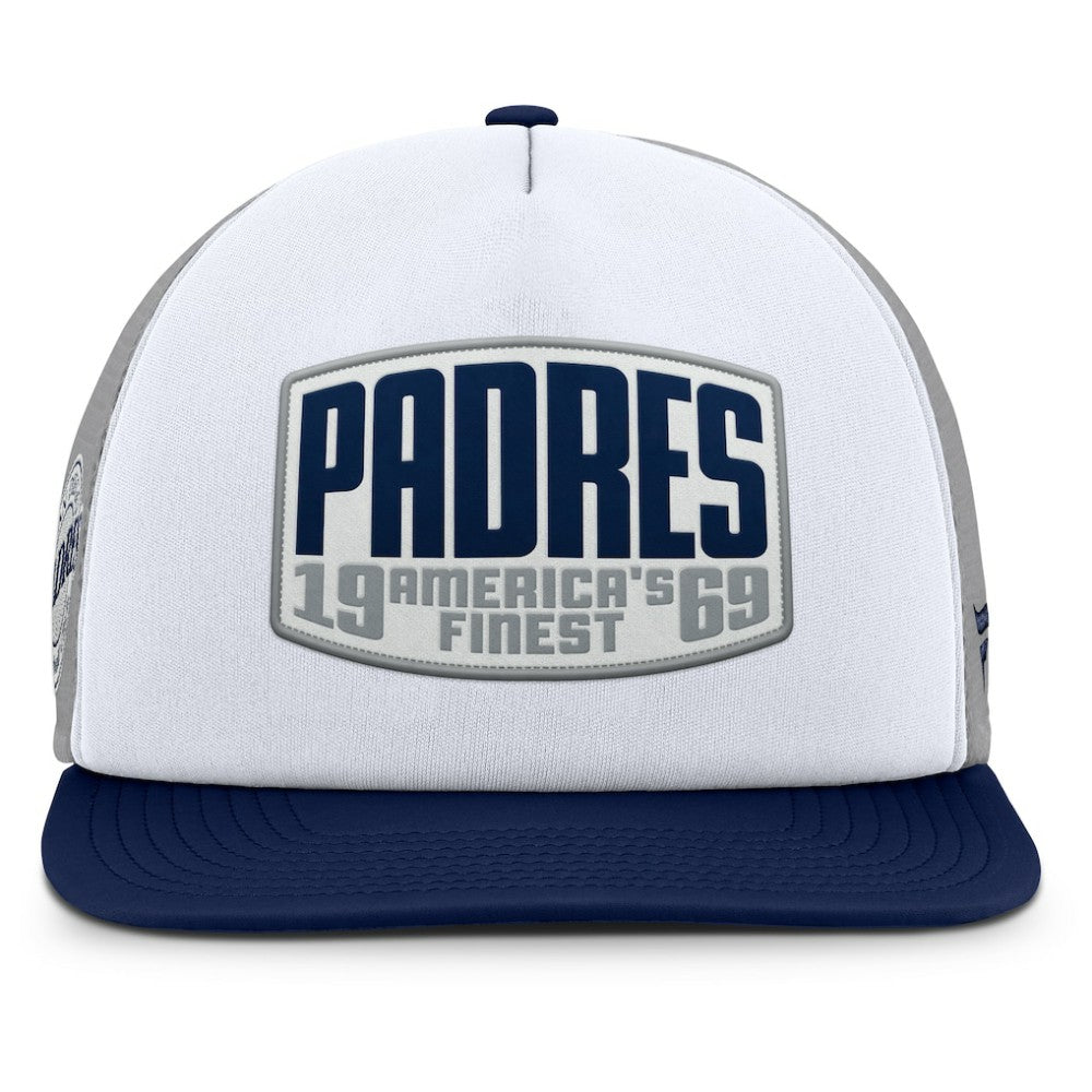 San Diego Padres Cranked Foam Front Patch Trucker Adjustable Hat - Gray/White