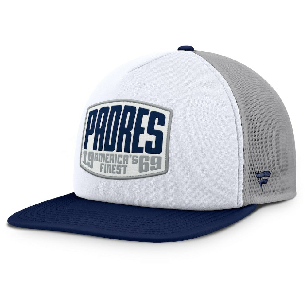 San Diego Padres Cranked Foam Front Patch Trucker Adjustable Hat - Gray/White