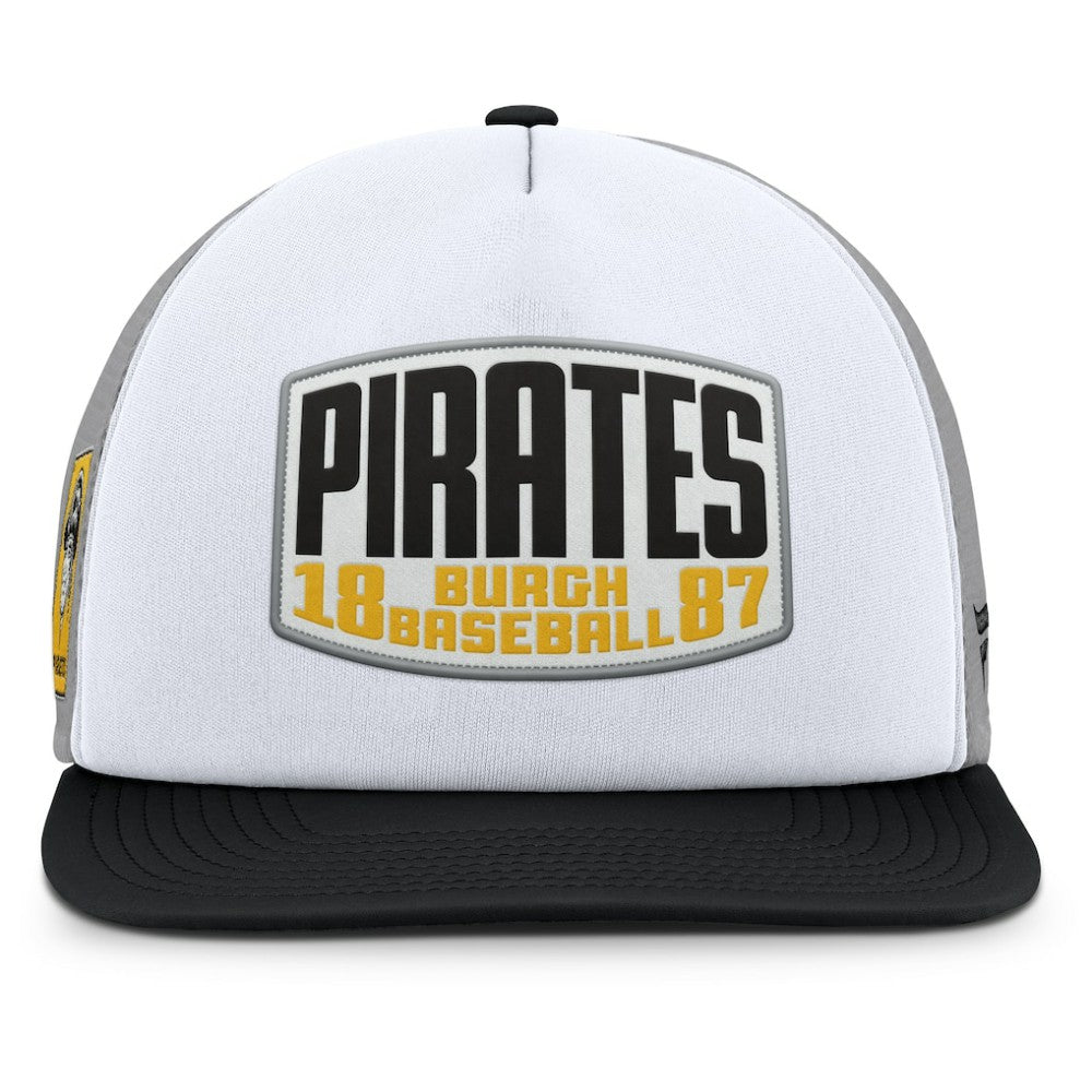 Pittsburgh Pirates Cranked Foam Front Patch Trucker Adjustable Hat - Gray/White