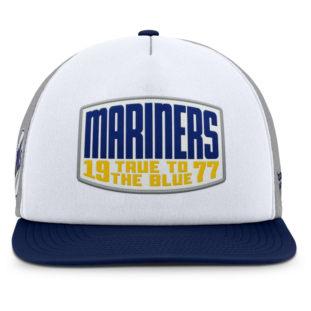 Seattle Mariners Cranked Foam Front Patch Trucker Adjustable Hat - Gray/White
