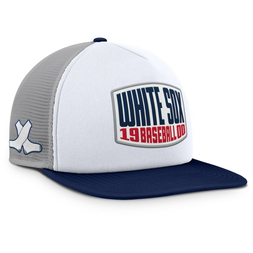 Chicago White Sox Cranked Foam Front Patch Trucker Adjustable Hat - Gray/White