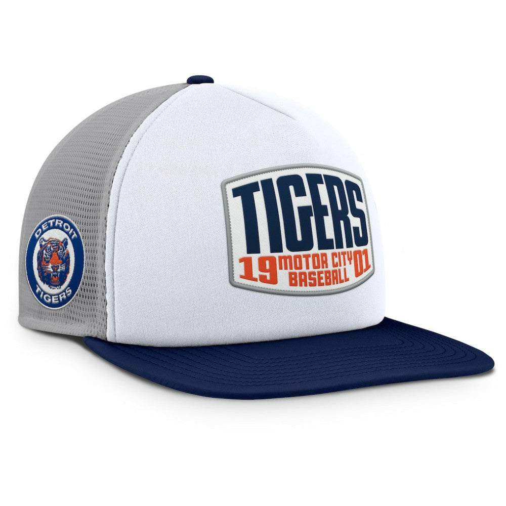 Detroit Tigers Cranked Foam Front Patch Trucker Adjustable Hat - Gray/White
