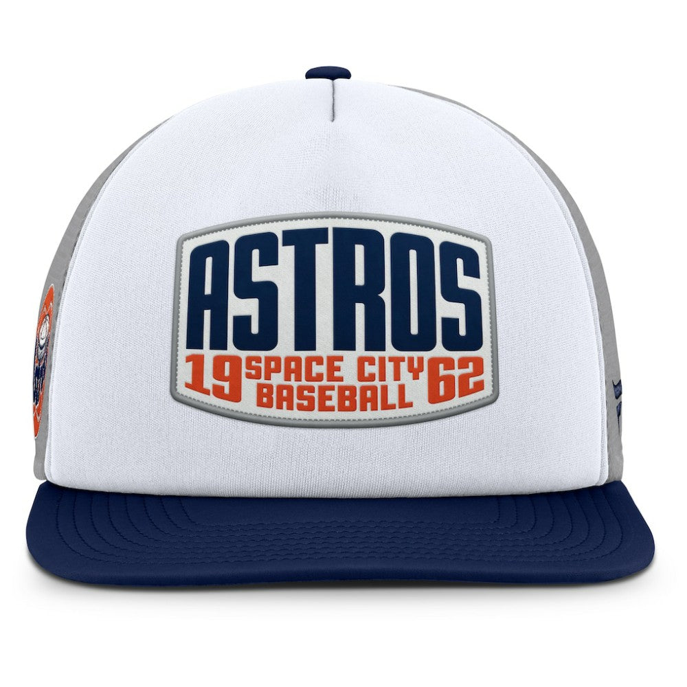 Houston Astros Cranked Foam Front Patch Trucker Adjustable Hat - Gray/White