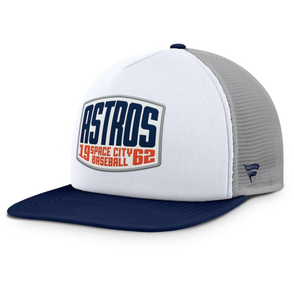 Houston Astros Cranked Foam Front Patch Trucker Adjustable Hat - Gray/White