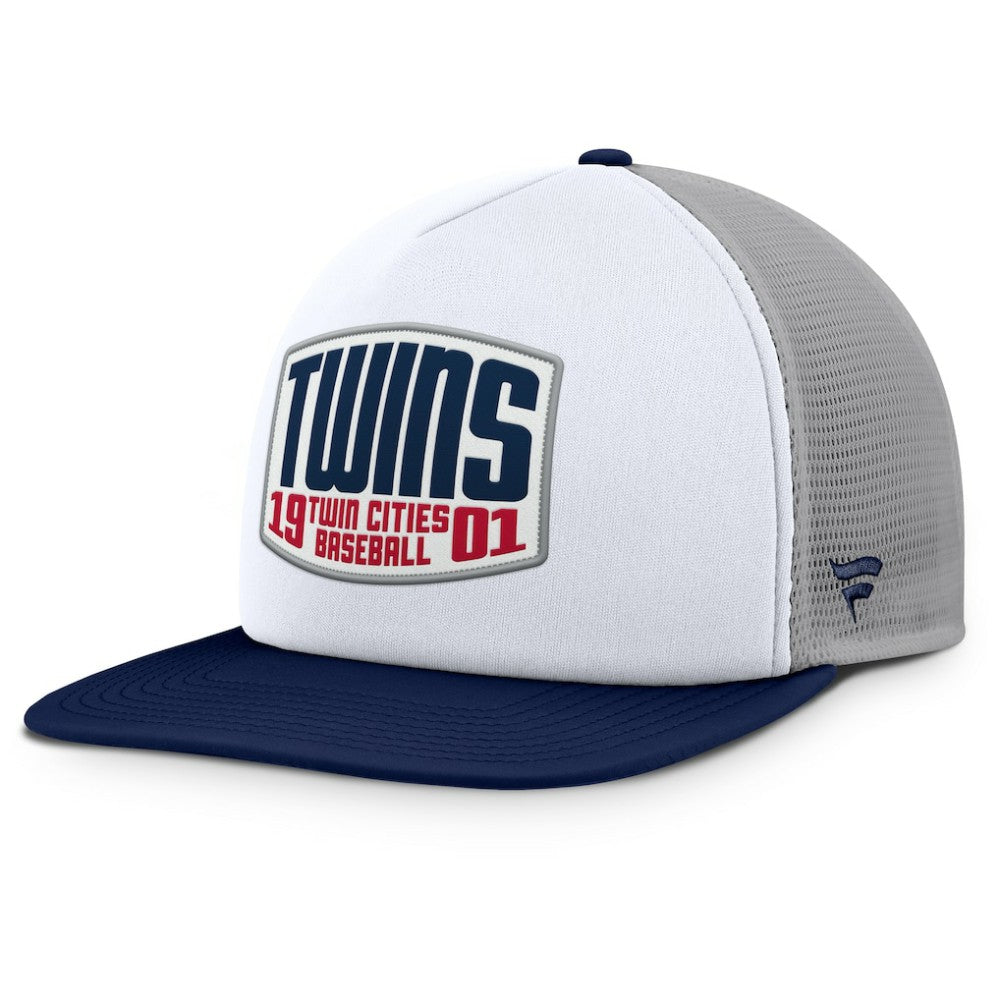 Minnesota Twins Cranked Foam Front Patch Trucker Adjustable Hat - Gray/White