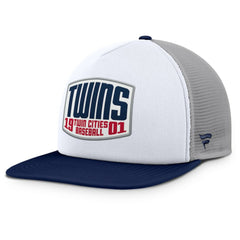 Minnesota Twins Cranked Foam Front Patch Trucker Adjustable Hat - Gray/White