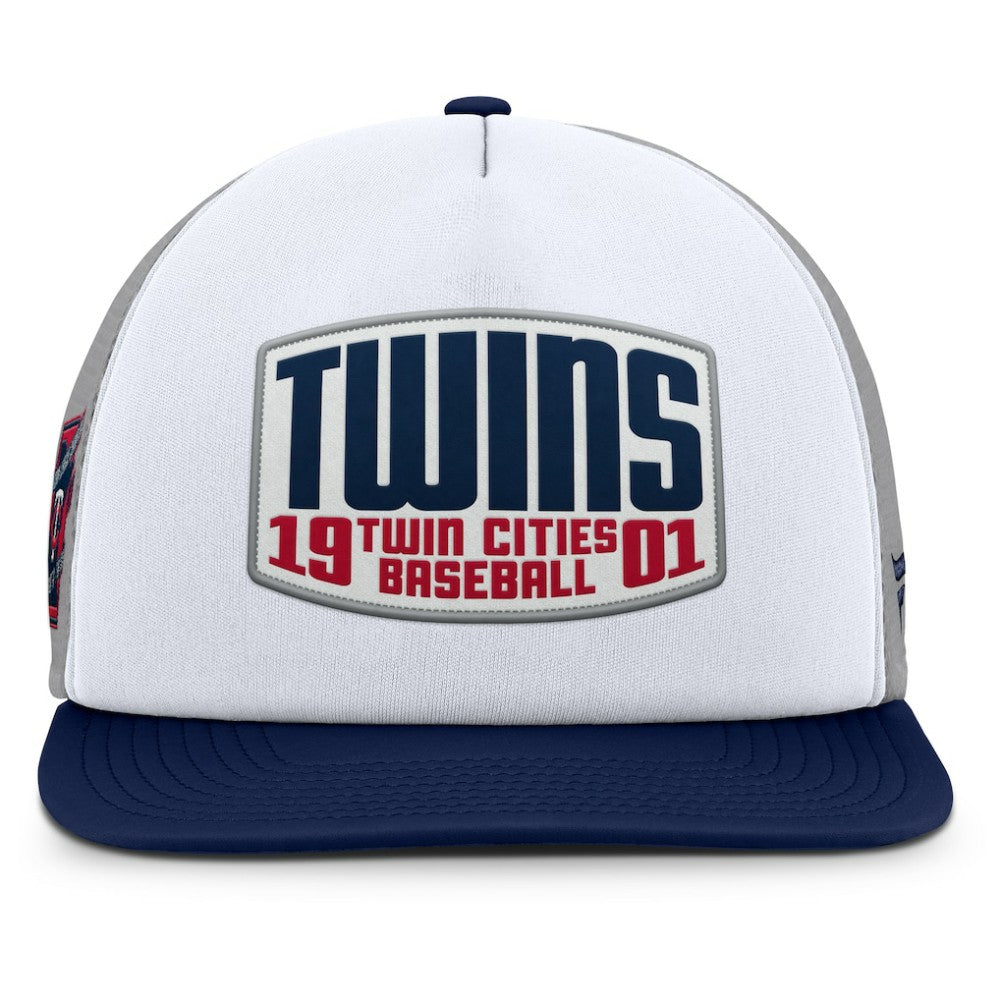 Minnesota Twins Cranked Foam Front Patch Trucker Adjustable Hat - Gray/White