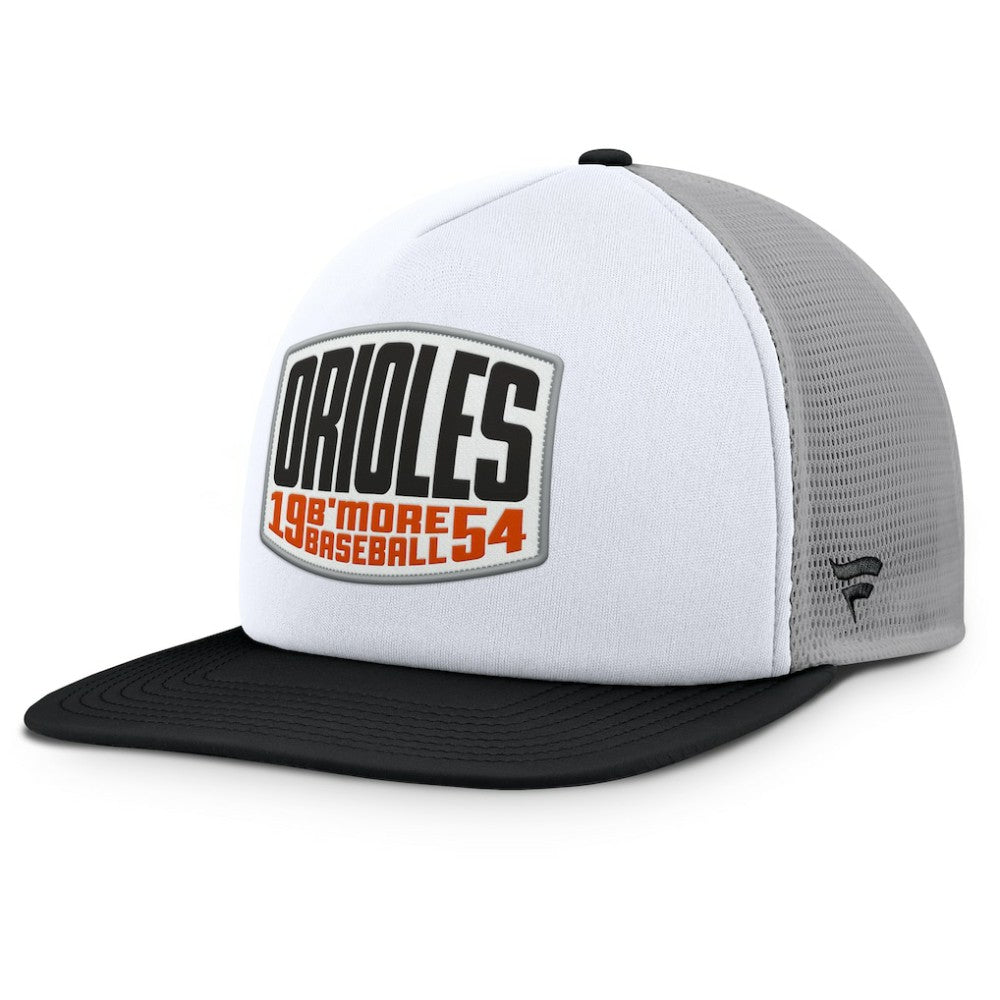 Baltimore Orioles Cranked Foam Front Patch Trucker Adjustable Hat - Gray/White