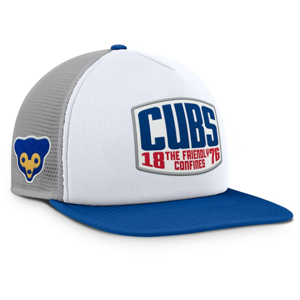 Chicago Cubs Cranked Foam Front Patch Trucker Adjustable Hat - Gray/White