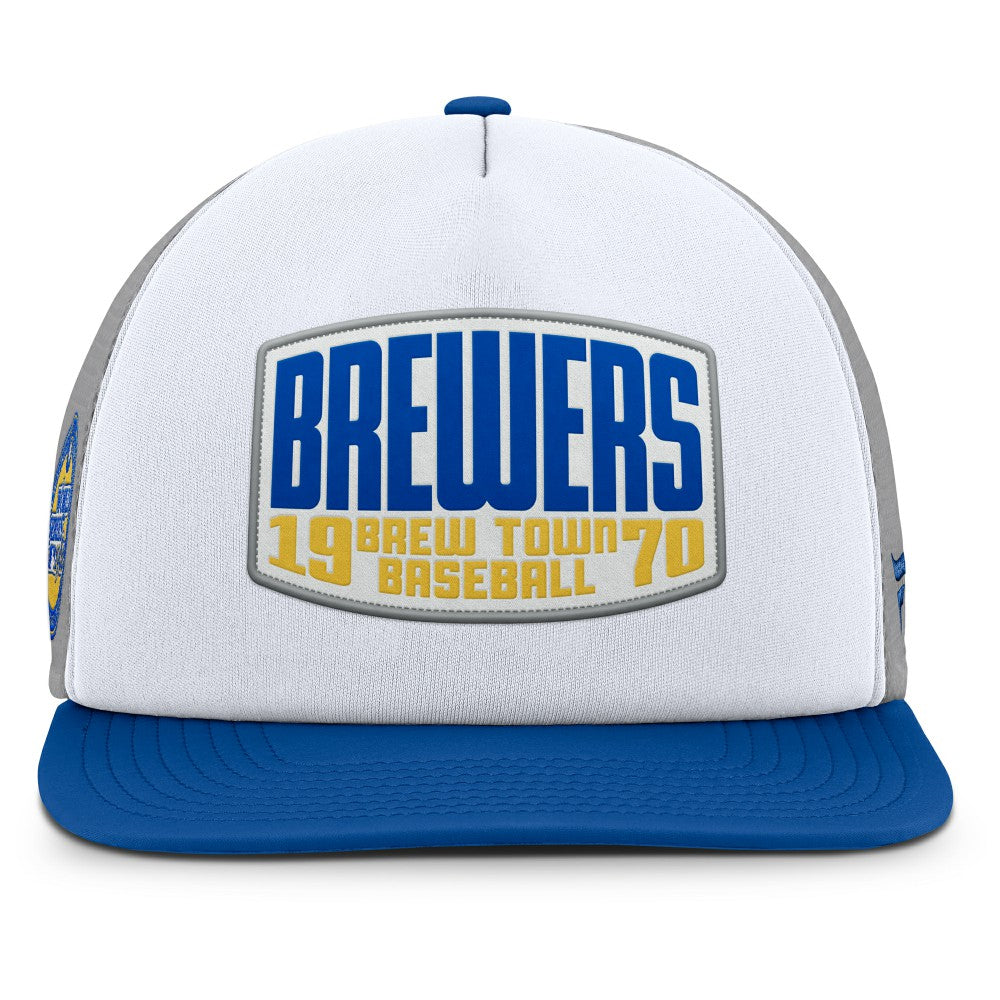 Milwaukee Brewers Cranked Foam Front Patch Trucker Adjustable Hat - Gray/White