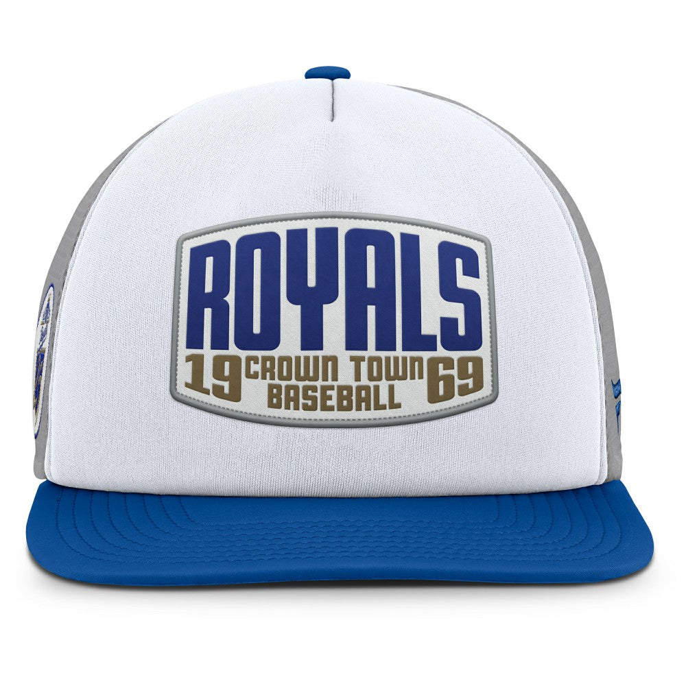 Kansas City Royals Cranked Foam Front Patch Trucker Adjustable Hat - Gray/White