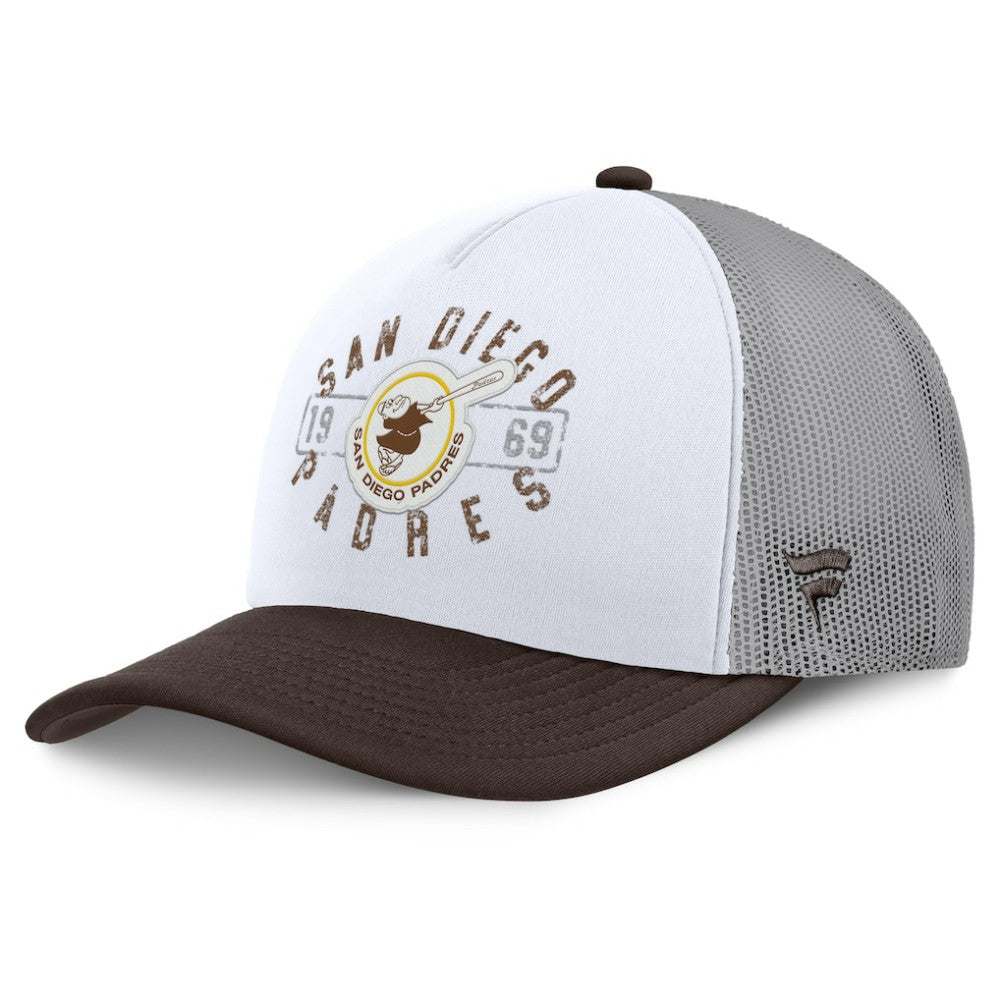 San Diego Padres Designated A-Frame Foam Front Trucker Adjustable Hat - White/Brown