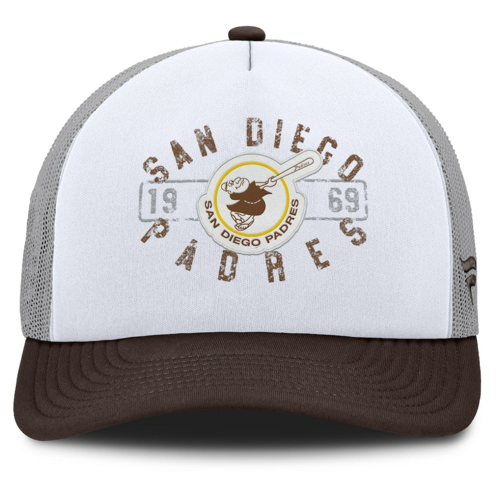 San Diego Padres Designated A-Frame Foam Front Trucker Adjustable Hat - White/Brown