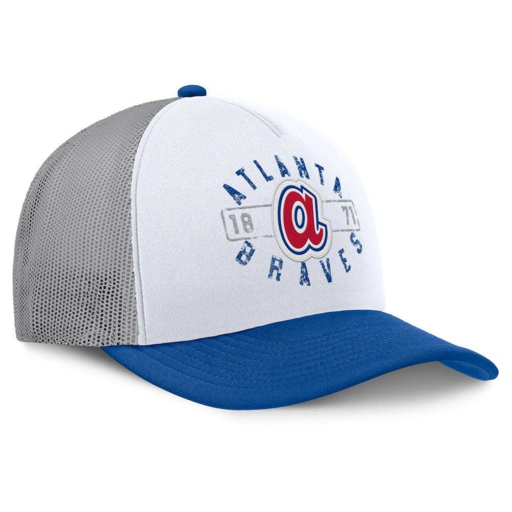 Atlanta Braves Designated A-Frame Foam Front Trucker Adjustable Hat - White/Royal