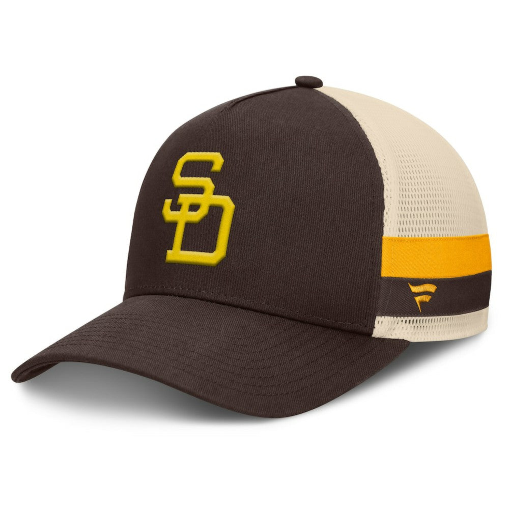 San Diego Padres Inherited Side Stripe Trucker Adjustable Hat - Brown/Natural