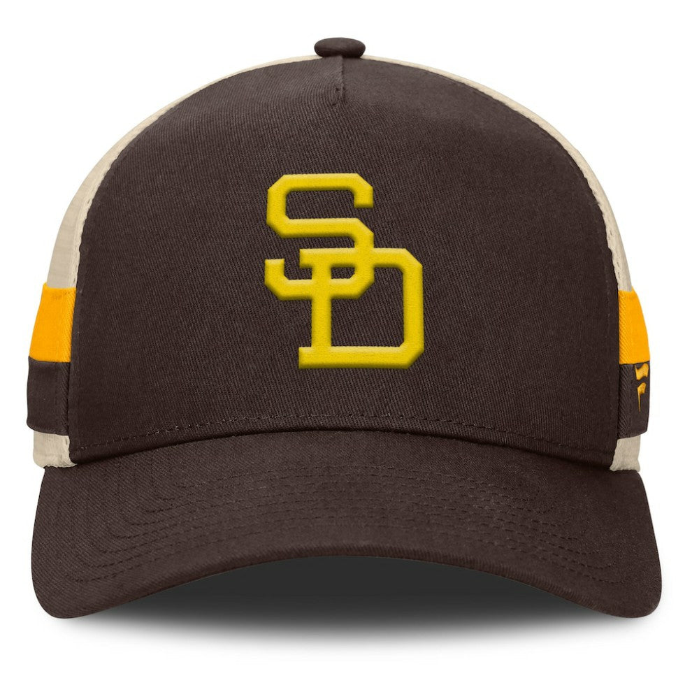 San Diego Padres Inherited Side Stripe Trucker Adjustable Hat - Brown/Natural