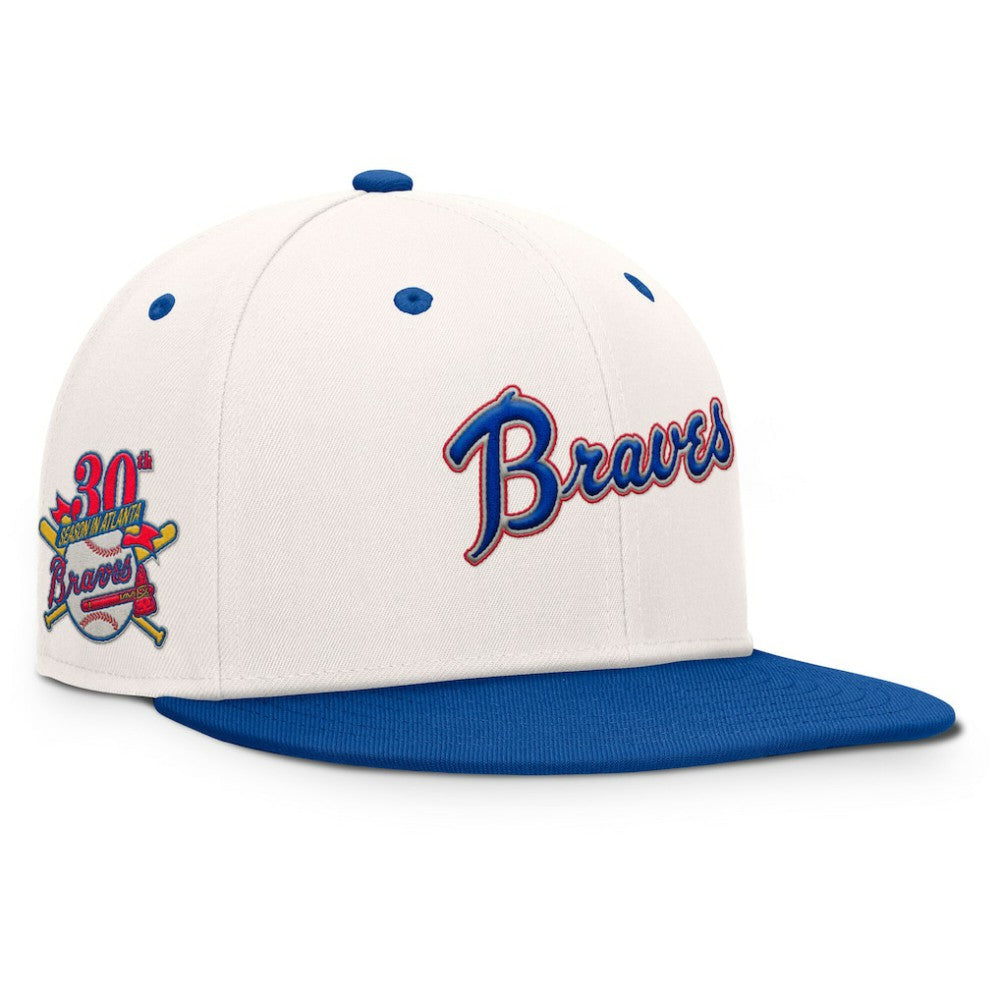 Atlanta Braves Unit Fitted Hat - Cream/Royal