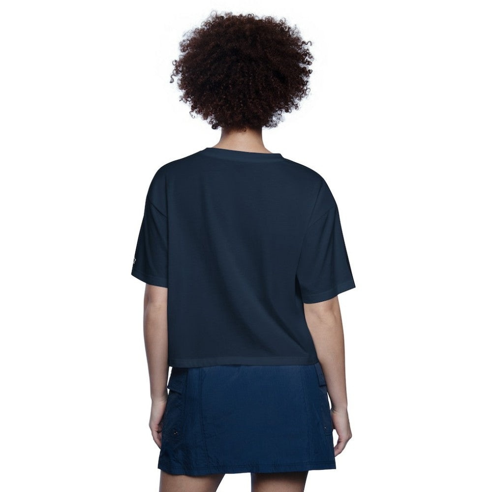 Cleveland Guardians Starter Women's Play the Ball Boxy Cropped T-Shirt - Navy