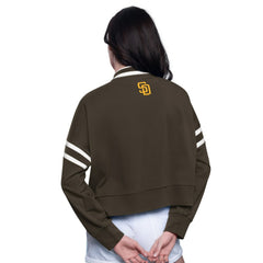 San Diego Padres Starter Women's Power Play Cropped Pullover Sweatshirt - Brown