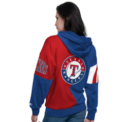 Texas Rangers Starter Women's Curve Ball Full Zip Hoodie Sweatshirt - Royal/Red