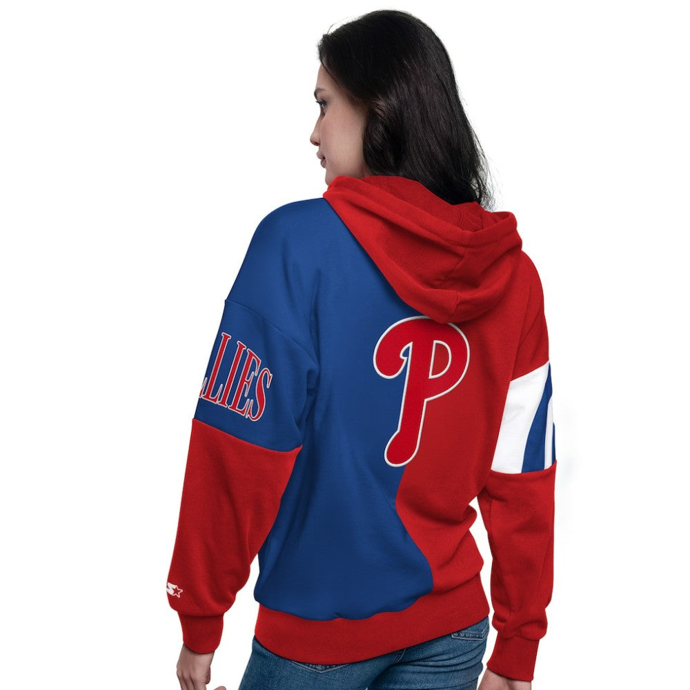 Philadelphia Phillies Starter Women's Curve Ball Full Zip Hoodie Sweatshirt - Red/Royal
