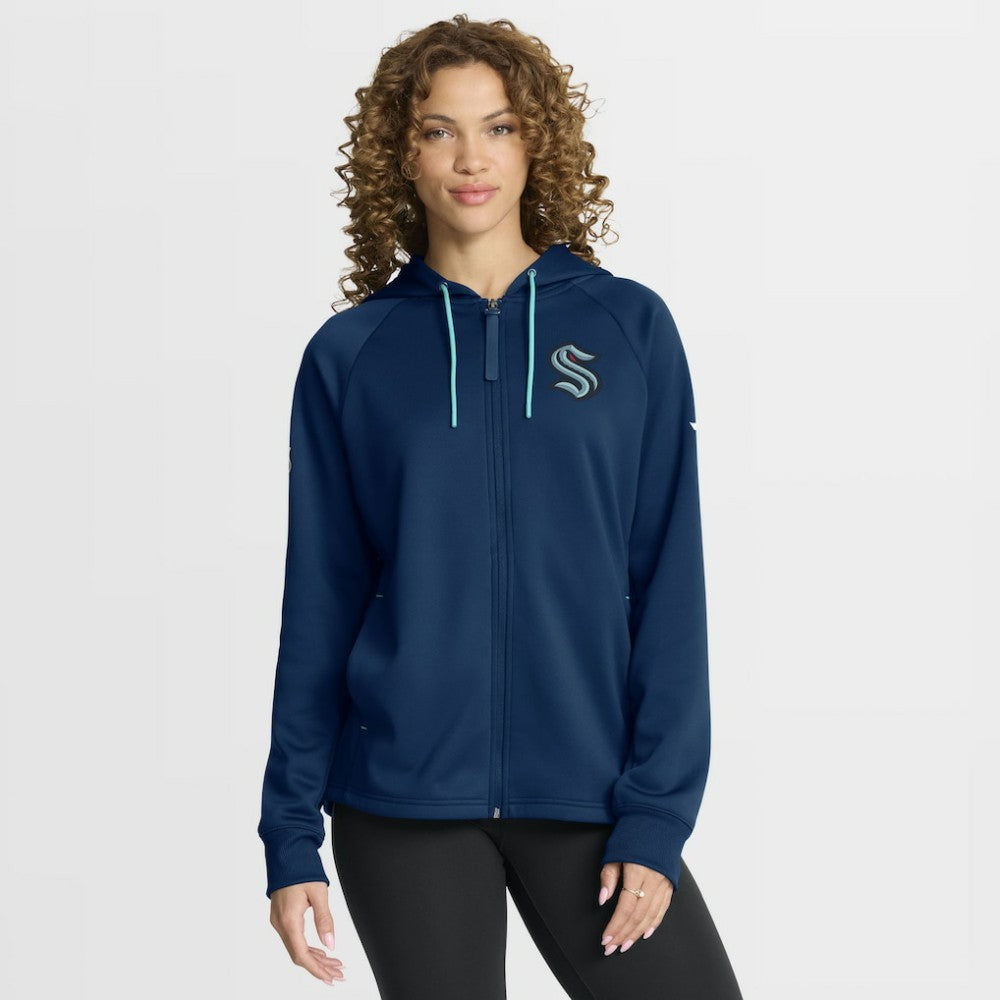 Seattle Kraken Fanatics Women's Authentic Pro Rink Raglan Full-Zip Hoodie