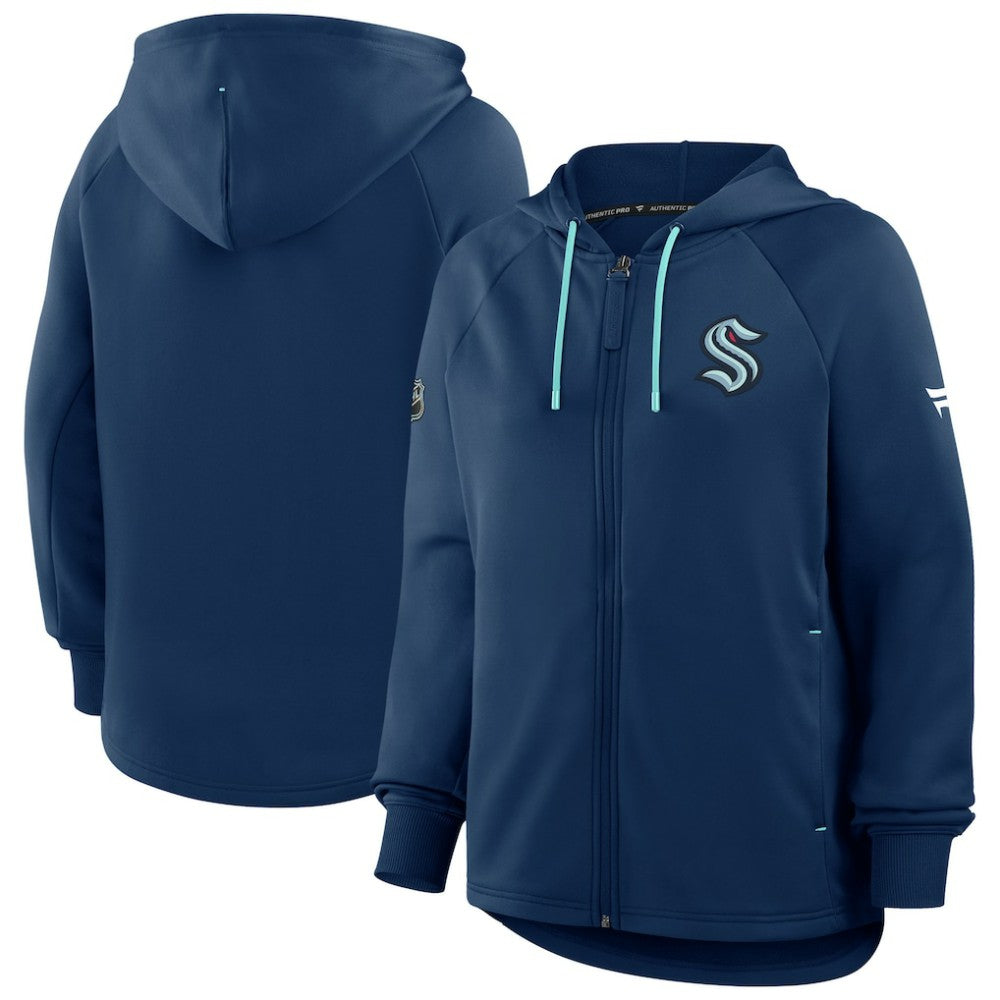 Seattle Kraken Fanatics Women's Authentic Pro Rink Raglan Full-Zip Hoodie