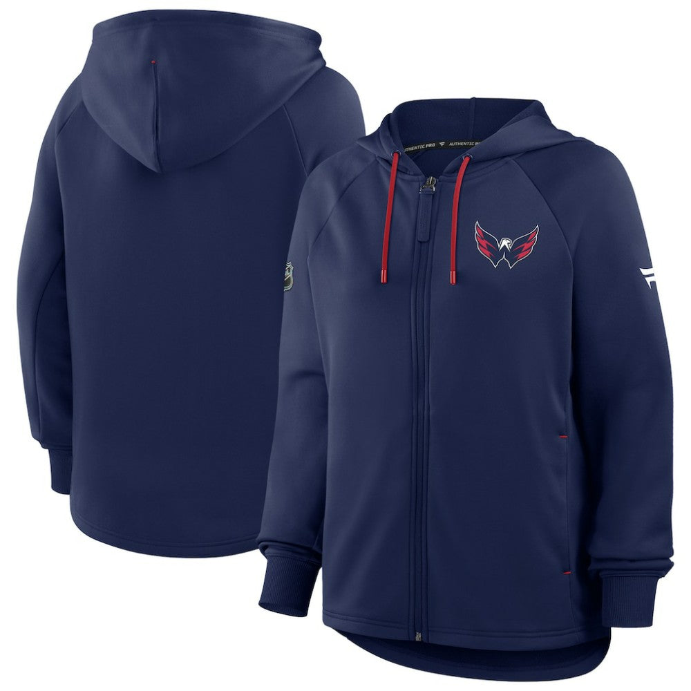 Washington Capitals Fanatics Women's Authentic Pro Rink Raglan Full-Zip Hoodie