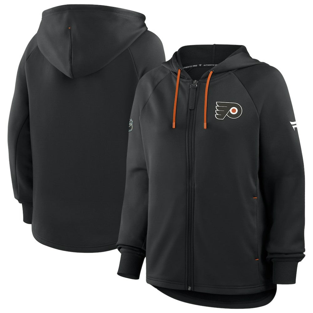 Philadelphia Flyers Fanatics Women's Authentic Pro Rink Raglan Full-Zip Hoodie