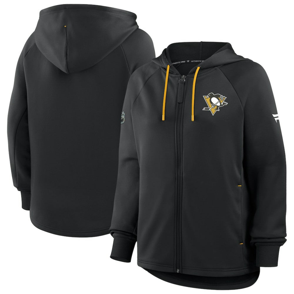 Pittsburgh Penguins Fanatics Women's Authentic Pro Rink Raglan Full-Zip Hoodie