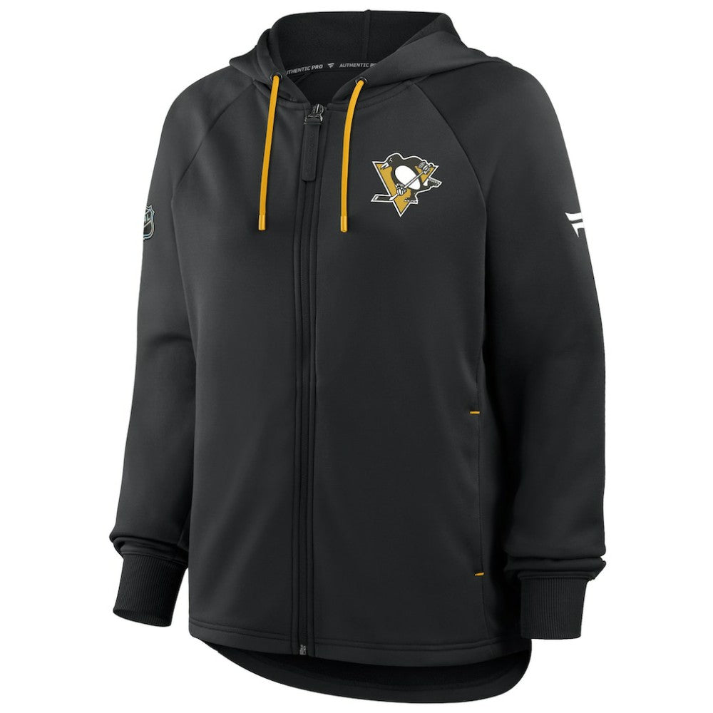 Pittsburgh Penguins Fanatics Women's Authentic Pro Rink Raglan Full-Zip Hoodie
