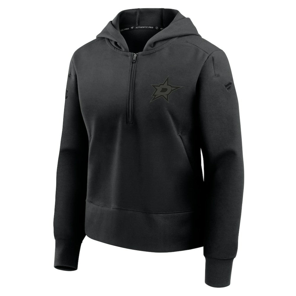 Dallas Stars Fanatics Women's Authentic Pro Road Tri-Blend Quarter-Zip Hoodie