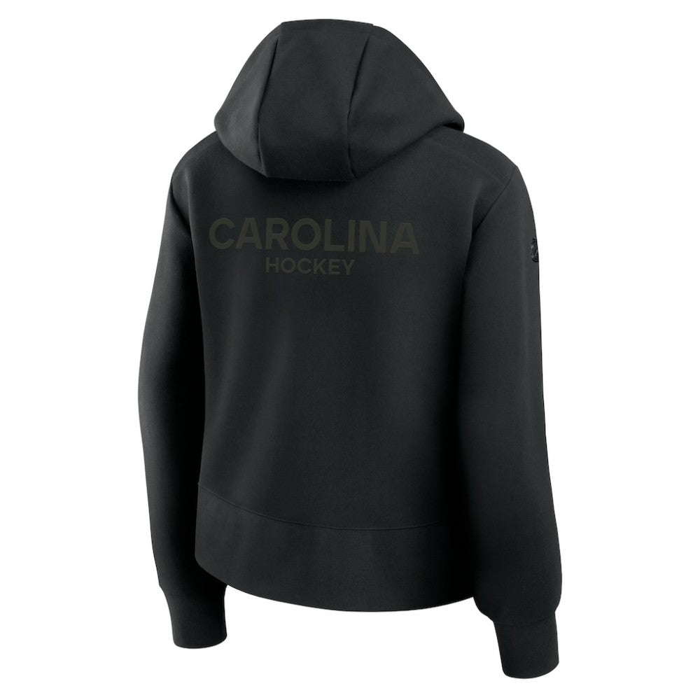 Carolina Hurricanes Fanatics Women's Authentic Pro Road Tri-Blend Quarter-Zip Hoodie
