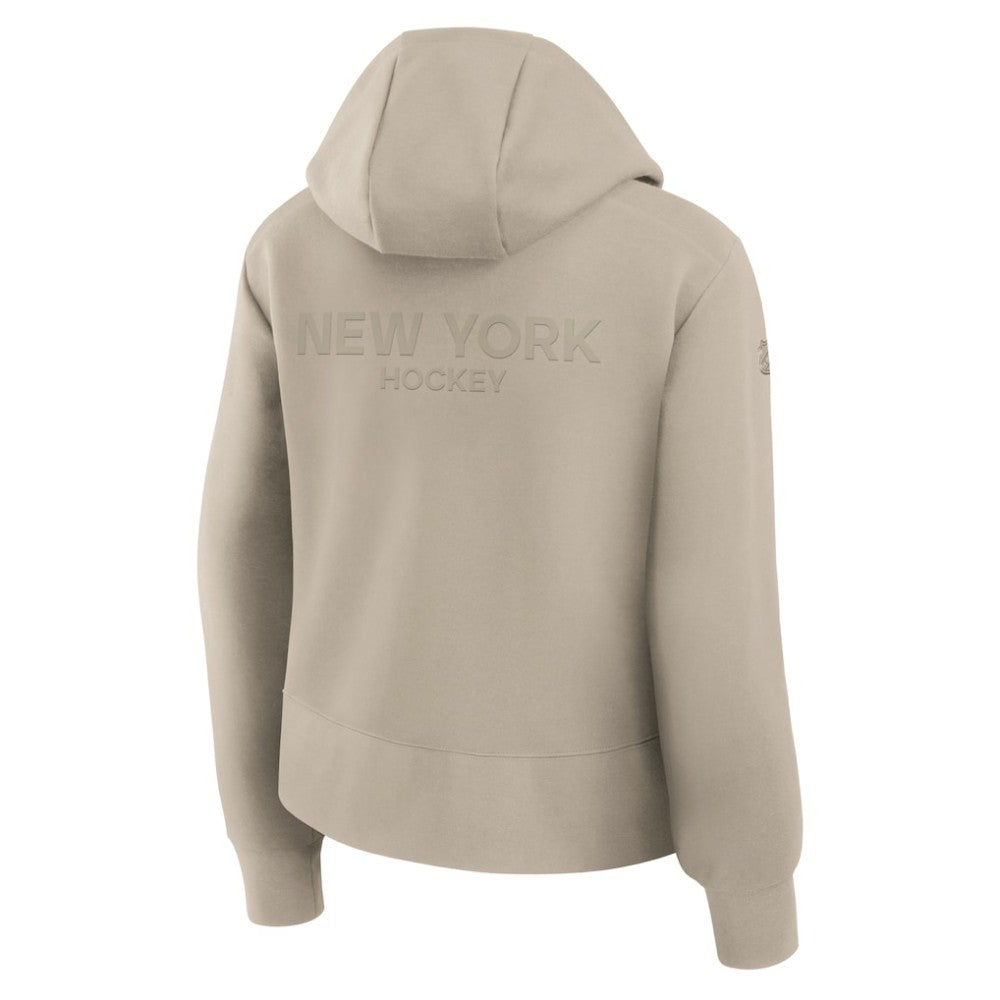 New York Rangers Fanatics Women's Authentic Pro Road Tri-Blend Quarter-Zip Hoodie