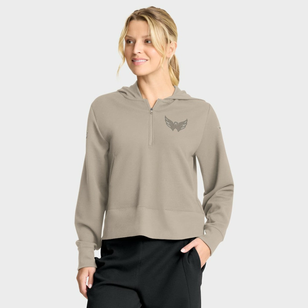 Washington Capitals Fanatics Women's Authentic Pro Road Tri-Blend Quarter-Zip Hoodie