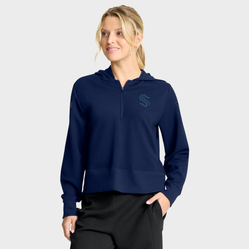 Seattle Kraken Fanatics Women's Authentic Pro Road Tri-Blend Quarter-Zip Hoodie