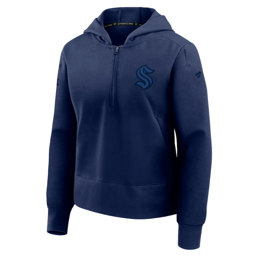 Seattle Kraken Fanatics Women's Authentic Pro Road Tri-Blend Quarter-Zip Hoodie